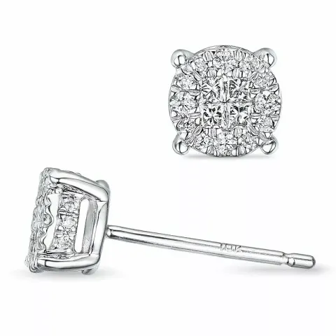 runden Diamantohrringe in 14 Karat Weißgold mit Diamant und Diamant