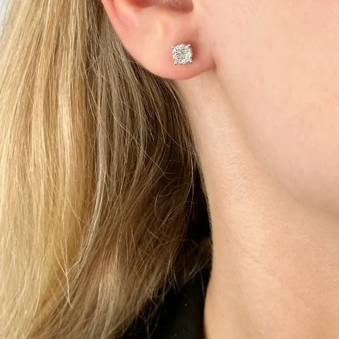 runden Diamantohrringe in 14 Karat Weißgold mit Diamant und Diamant