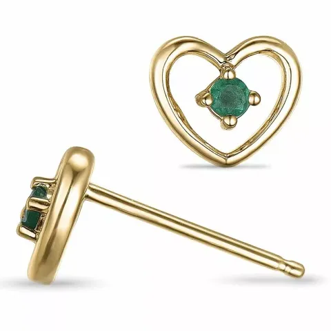 Herz Smaragd Ohrringe in 14 Karat Gold mit Smaragd