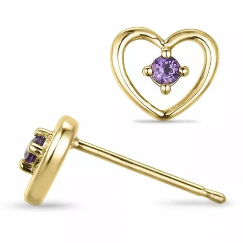 Herz Amethyst Ohrringe in 14 Karat Gold mit Amethyst 