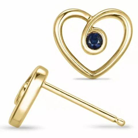 Herz Saphir Ohrringe in 14 Karat Gold mit Saphir