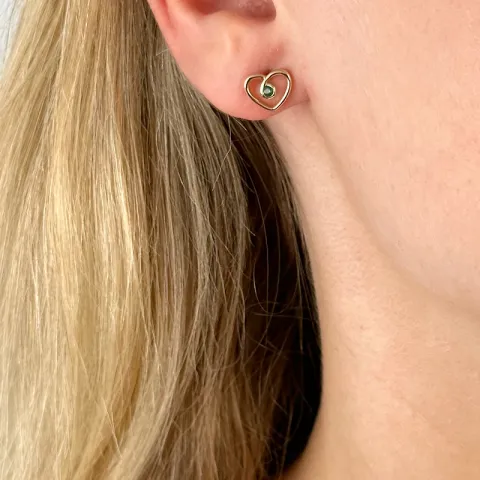 Herz Smaragd Ohrringe in 14 Karat Gold mit Smaragd
