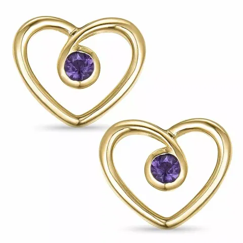 Herz Amethyst Ohrringe in 14 Karat Gold mit Amethyst