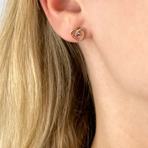 Herz Amethyst Ohrringe in 14 Karat Gold mit Amethyst