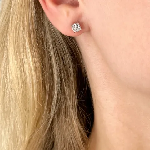 runden Diamant Ohrstecker in 14 Karat Weißgold mit Diamant