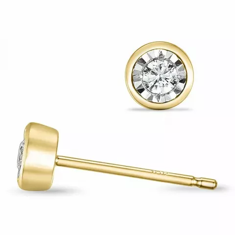 runden Diamant Solitärohrstecker in 14 Karat Gold und Weißgold mit Diamant 