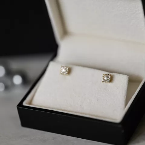 Viereckigem Diamantohrringe in 14 Karat Gold mit Diamant und Diamant 