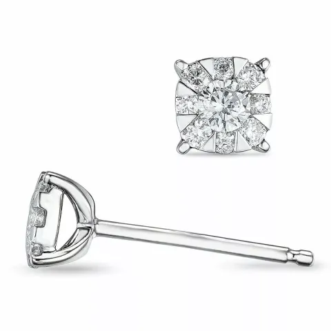 viereckigem Diamantohrringe in 14 Karat Weißgold mit Diamant und Diamant