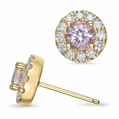runden morganit Diamantohrringe in 14 Karat Gold mit morganit und Diamant