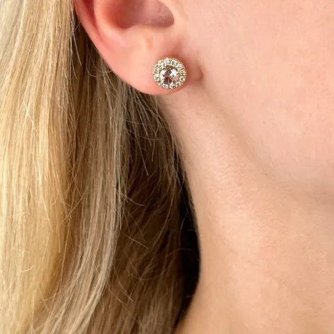 runden morganit Diamantohrringe in 14 Karat Gold mit morganit und Diamant