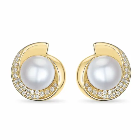 Perle Brillantohrringen in 14 Karat Gold mit Diamant 