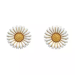 15 mm Kranz und Ziegler Marguerite weißen Ohrringe in vergoldetem Sterlingsilber weißem Emaille