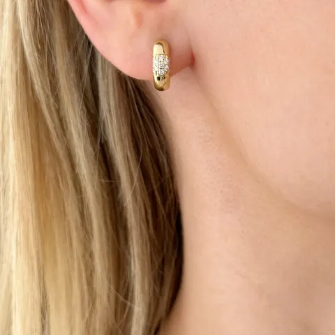 12 mm Diamant Kreole in 14 Karat Gold mit Diamant