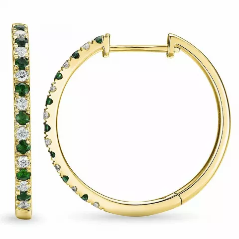 Smaragd Kreole in 14 Karat Gold mit Smaragd und Diamant 