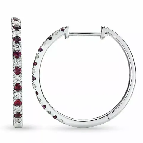 21 mm Rubin Kreole in 14 Karat Weißgold mit Rubin und Diamant