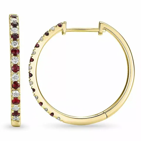 21 mm Rubin Kreole in 14 Karat Gold mit Rubin und Diamant