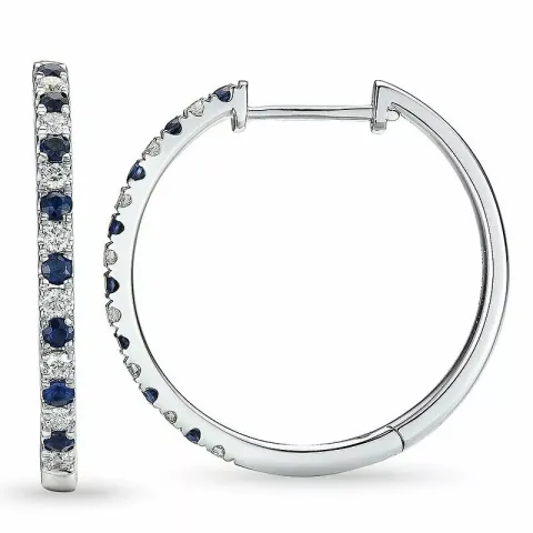 21 mm Saphir Kreole in 14 Karat Weißgold mit Saphir und Diamant