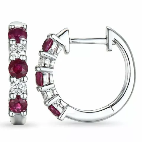 15 mm Rubin Kreole in 14 Karat Weißgold mit Rubin und Diamant