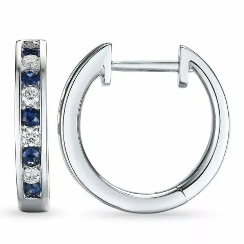15 mm Saphir Kreole in 14 Karat Weißgold mit Saphir und Diamant
