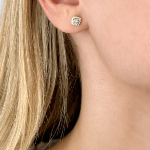 viereckigem Diamantohrringe in 14 Karat Gold mit Diamant