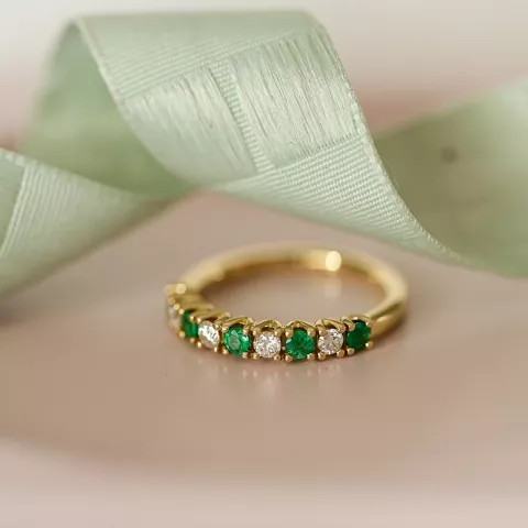 Smaragd diamantring in 14 karat gold 0,40 ct 0,24 ct