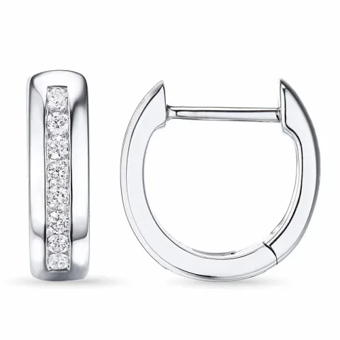 12 mm Diamant Kreole in 14 Karat Weißgold mit Diamant