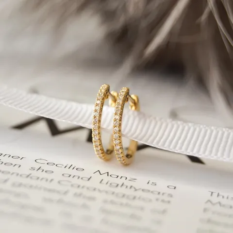 16 mm Diamant Kreole in 14 Karat Gold mit Diamant