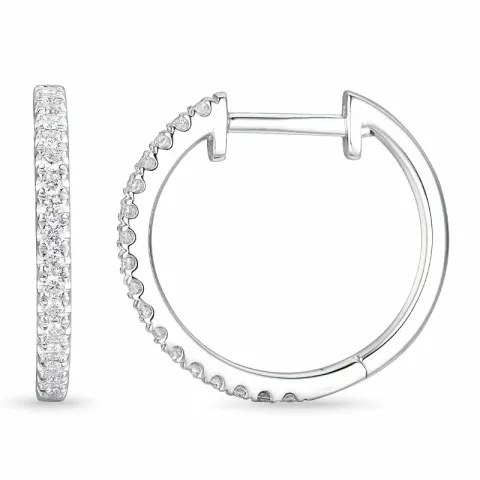 16 mm Diamant Kreole in 14 Karat Weißgold mit Diamant