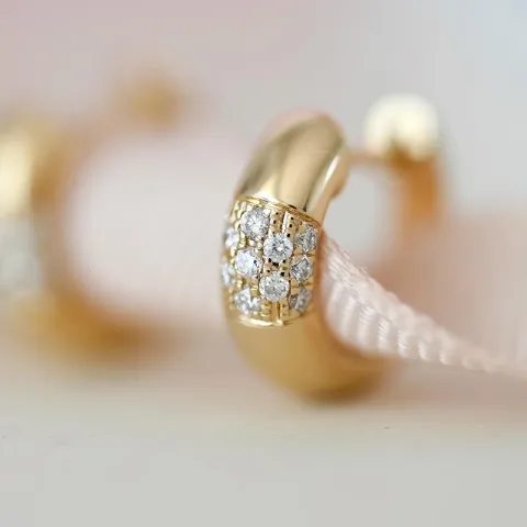 12 mm Diamant Kreole in 14 Karat Gold mit Diamant