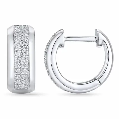 11 mm Diamant Kreole in 14 Karat Weißgold mit Diamant