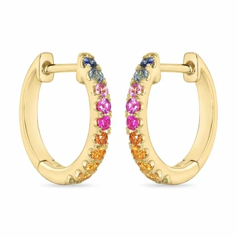 14 mm regenbogenfarbenen Saphir Kreole in 14 Karat Gold mit Saphir