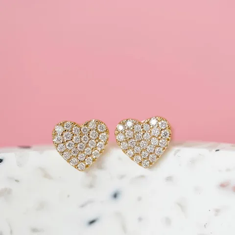 Herz Diamantohrringe in 14 Karat Gold mit Diamant