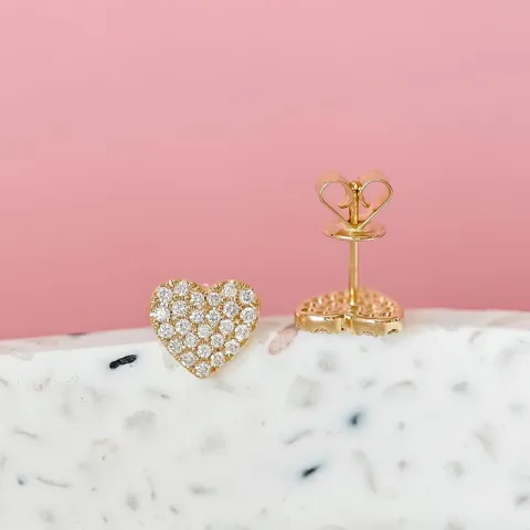 Herz Diamantohrringe in 14 Karat Gold mit Diamant
