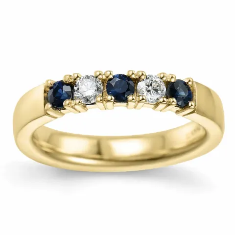 kraftvoller blauem Saphir Memoirering in 14 Karat Gold 2 x 0,10 ct 