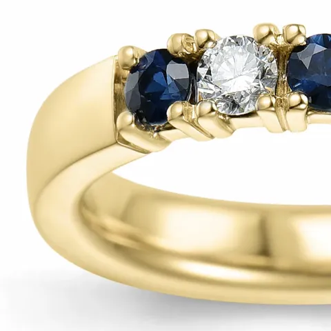 kraftvoller blauem Saphir Memoirering in 14 Karat Gold 2 x 0,10 ct 