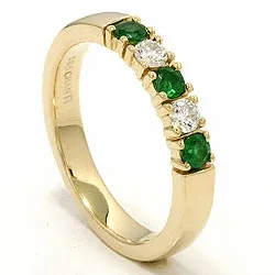 kraftvoller Smaragd Memoirering in 14 Karat Gold 2 x 0,10 ct
