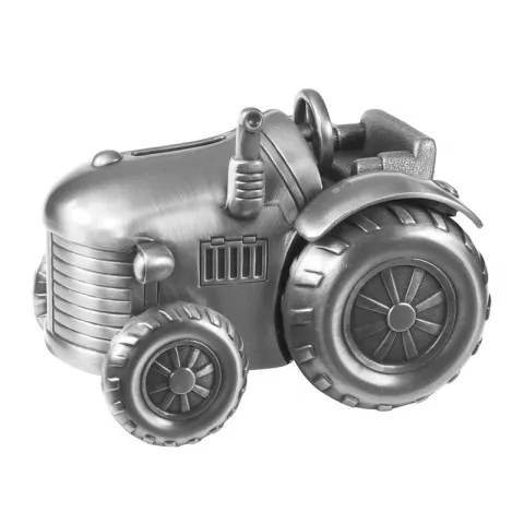 Taufgeschenk: Taufgeschenk Traktor Spardose in verzinnt  Modell: 152-76245