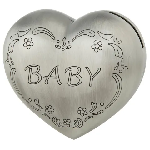 Taufgeschenk: Herz Spardose in verzinnt 
