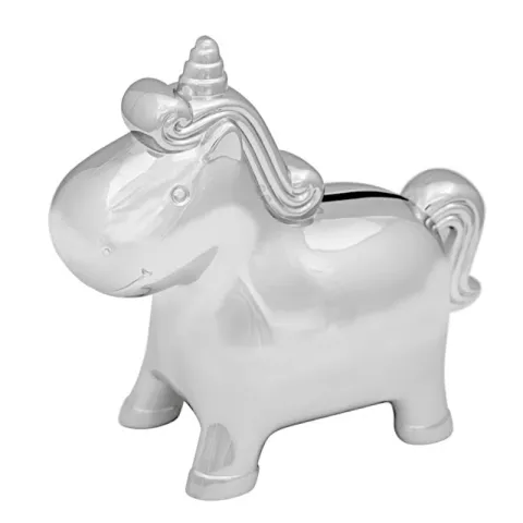 Taufgeschenk: Einhorn Spardose in verchromt Modell: 152-86292