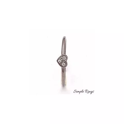 Simple Rings Herz Ring in schwarzes rhodiniertes Silber weißen Zirkonen