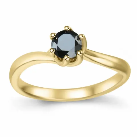 Elegant schwarz Diamant Solitärring in 9 Karat Gold 0,52 ct