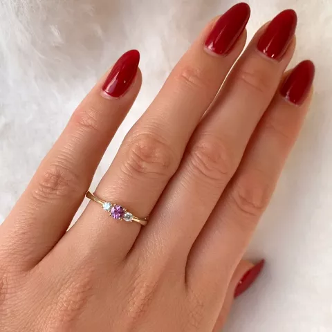 pink Saphir Diamantring in 14 Karat Gold 0,132 ct 0,306 ct
