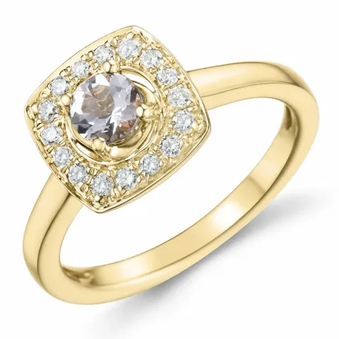 viereckigem morganit Diamantring in 14 Karat Gold 0,32 ct 0,192 ct