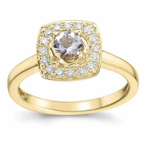 viereckigem morganit Diamantring in 14 Karat Gold 0,32 ct 0,192 ct