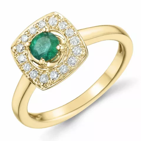 viereckigem Smaragd Diamantring in 14 Karat Gold 0,35 ct 0,192 ct