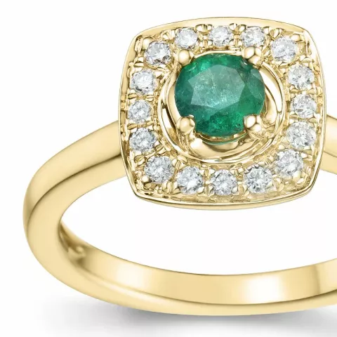 viereckigem Smaragd Diamantring in 14 Karat Gold 0,35 ct 0,192 ct
