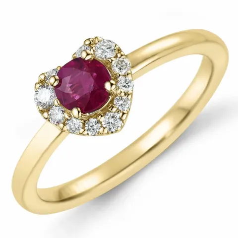 Herz Rubin Diamantring in 14 Karat Gold 0,45 ct 0,159 ct