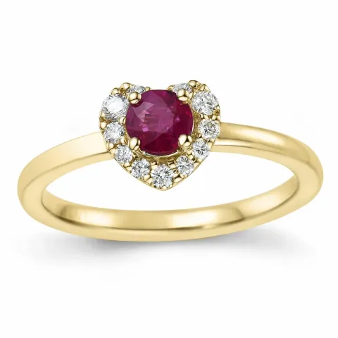 Herz Rubin Diamantring in 14 Karat Gold 0,45 ct 0,159 ct