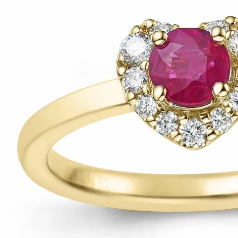 Herz Rubin Diamantring in 14 Karat Gold 0,45 ct 0,159 ct