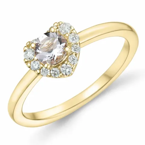 Herz morganit Diamantring in 14 Karat Gold 0,32 ct 0,159 ct
